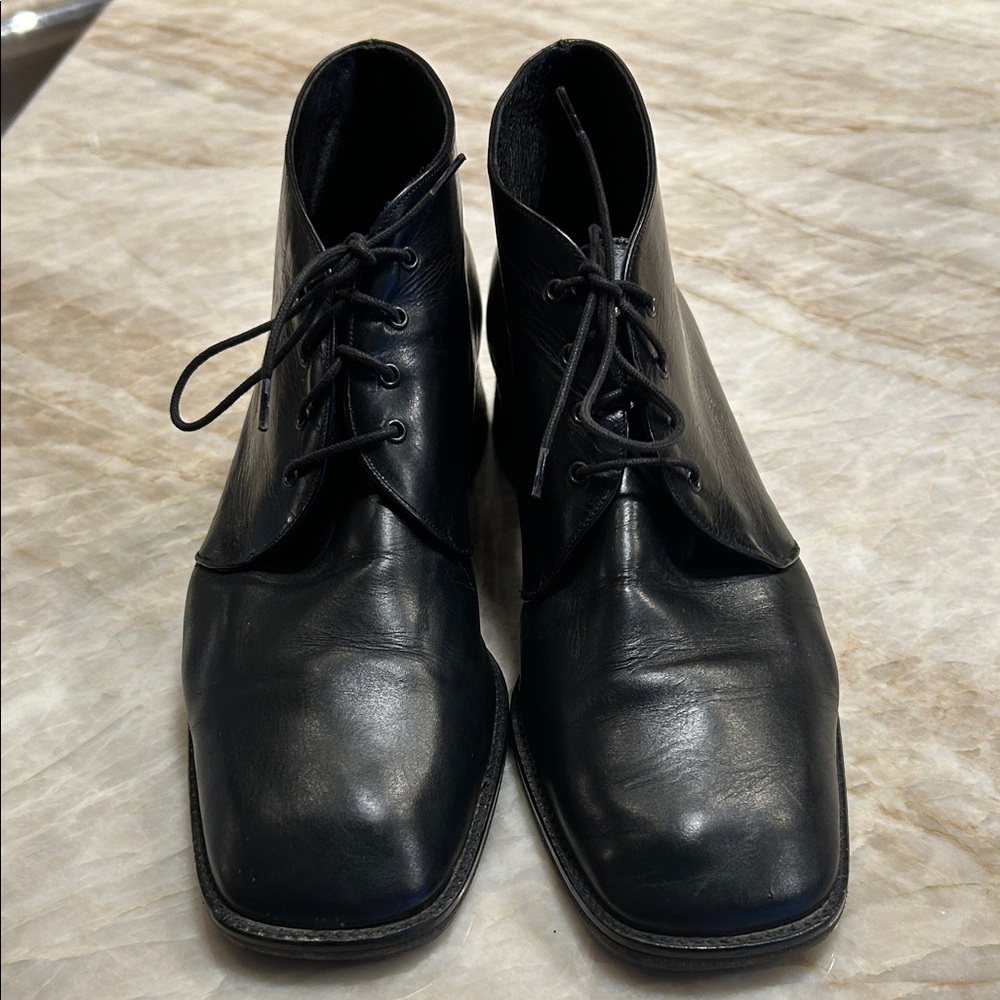 Elegant Black Italian Leather Ankle Boots